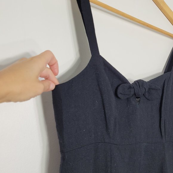 LOFT Black Outlet Lounge Sleeveless Strappy Linen Blend Cami Dress Lightweight - Picture 6 of 13